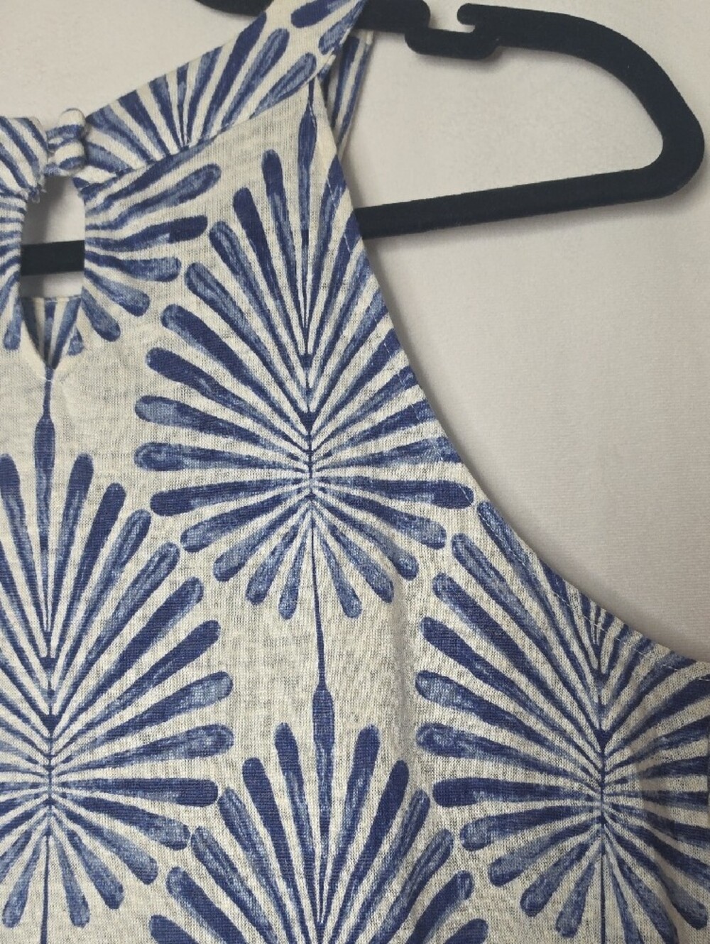 Joie 100% Linen Tropical Palm Print Tank Top Medium Blue White Resort - Picture 5 of 9